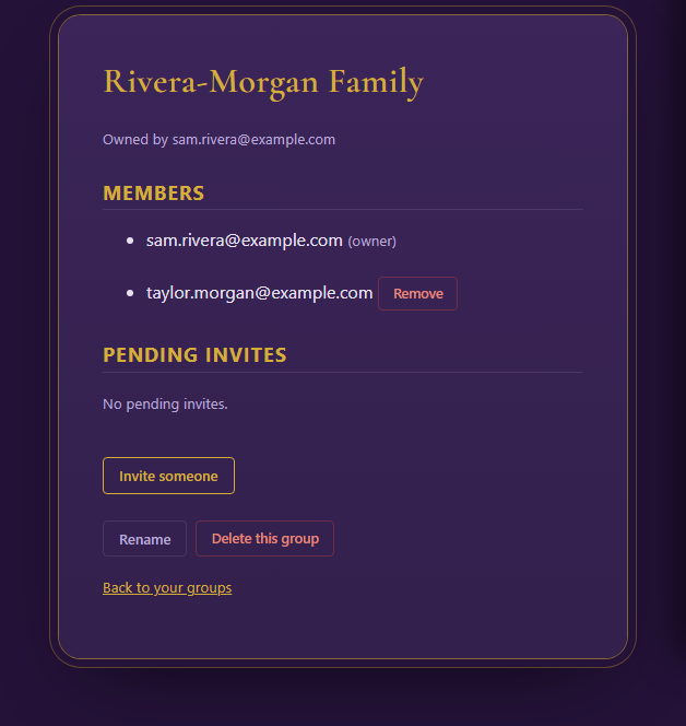 Family Groups — full screenshot