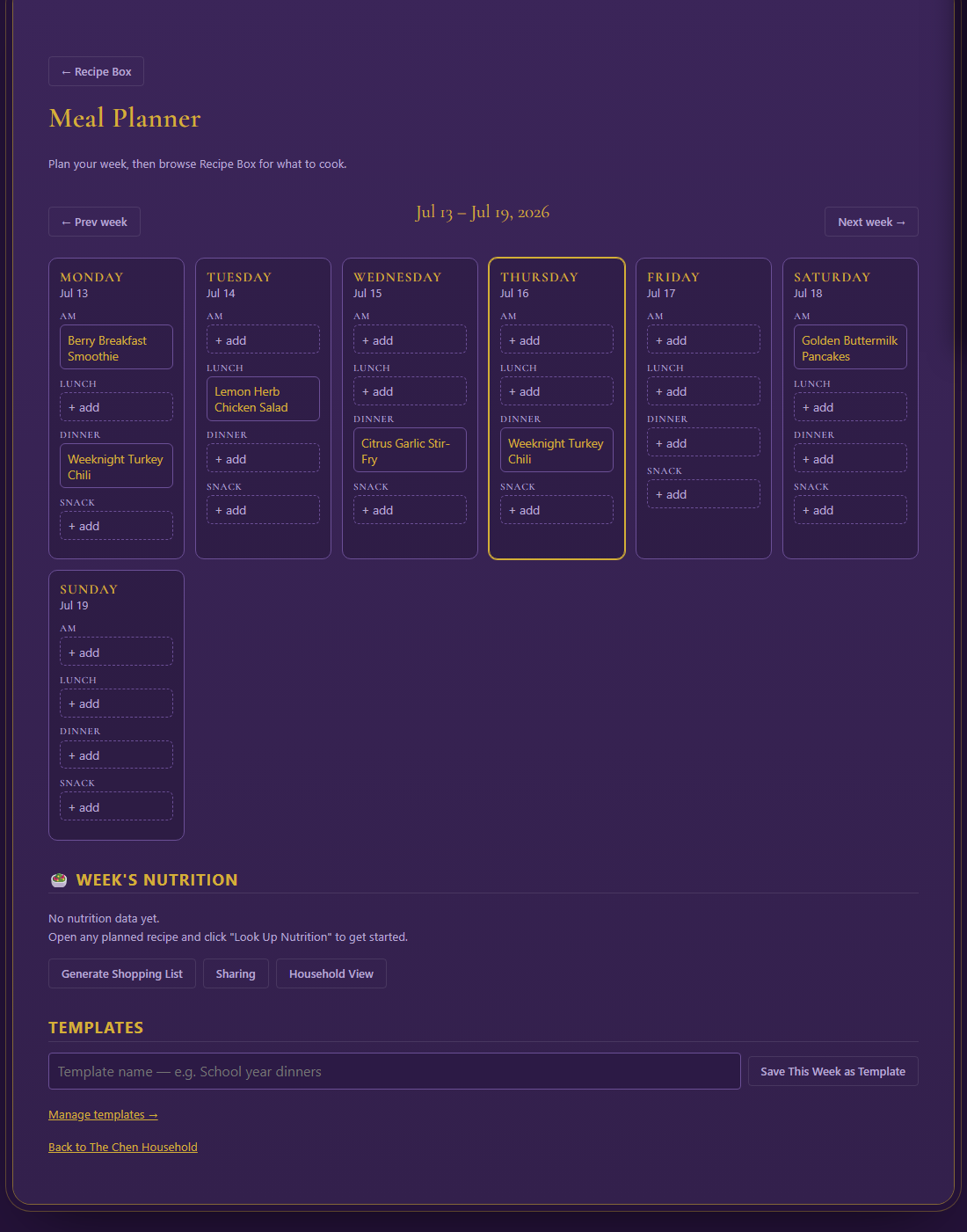 Meal Planner — full screenshot