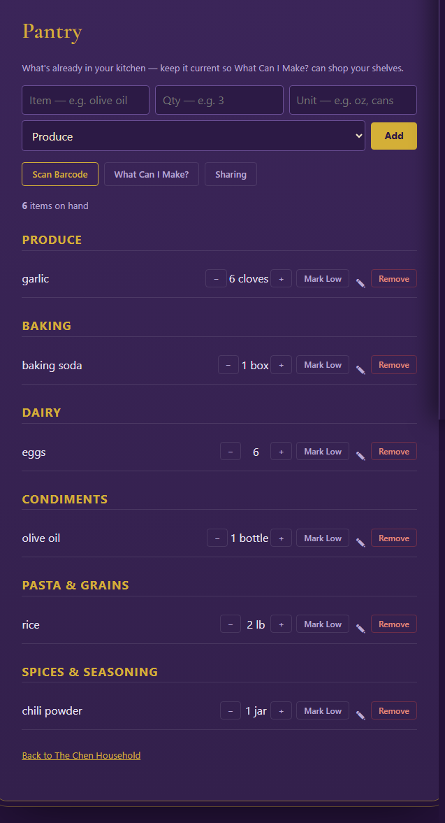 Shared Pantry — full screenshot